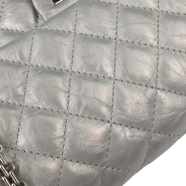Chanel Reissue 2.55 Double Compartment Flap Quilted Aged Calfskin Silver Bag in Silver Calfskin from HEWI, photo 6 of 15