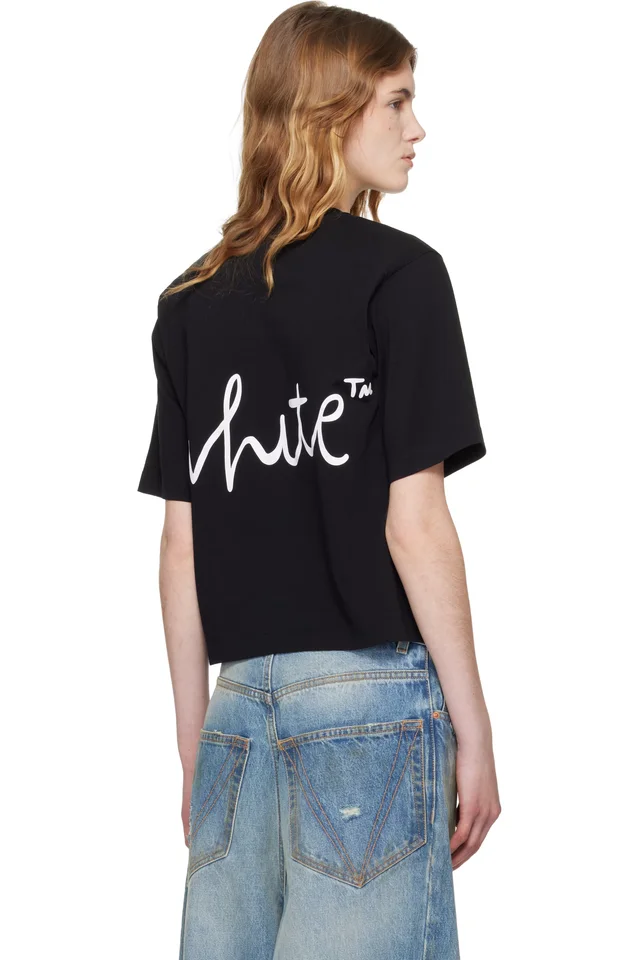 Black 'Off-White' Shared Logo Boxy T-shirt, photo 3 of 4 from SSENSE