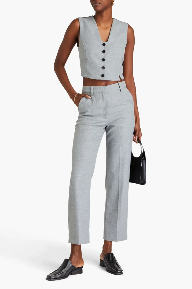 By Malene Birger Bettas Cropped Satin-Paneled Tweed Vest, photo 2 of 4 from THE OUTNET