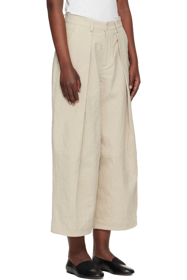 YMC Beige Deadbeat Trousers, photo 2 of 4 from SSENSE
