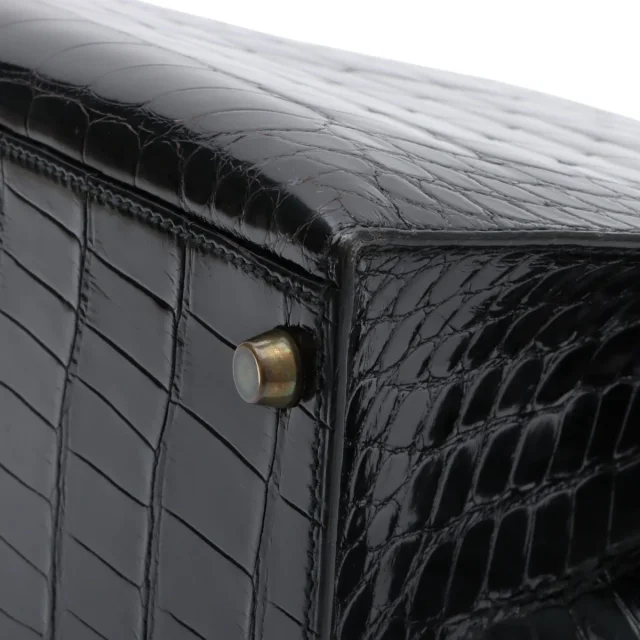 Hermès 1991 Alligator Kelly 28 Black in Black Crocodile from VINTAGE QOO TOKYO, photo 10 of 17