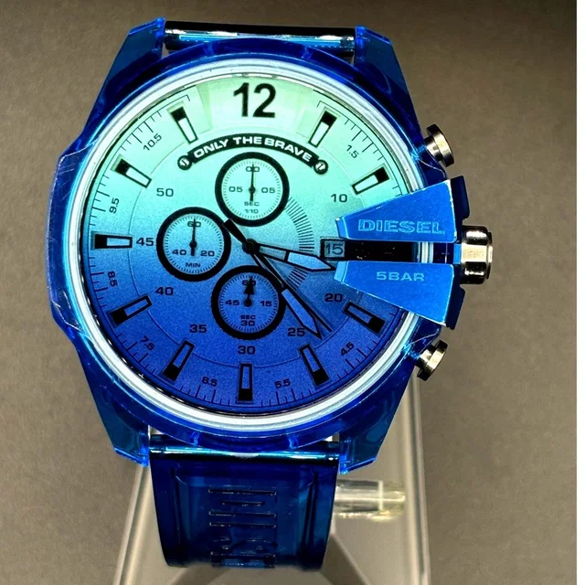 Diesel Mega Chief Dz4531 51mm Blue Gradient Chronograph Men’s Watch in gray|silver|blue Nylon from Poshmark