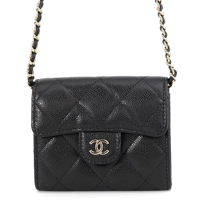 Chanel Mini Chain Wallet Card Holder BlackAP0238-B10583-C3906 Caviar Leather in Caviar leather from GALLERY RARE
