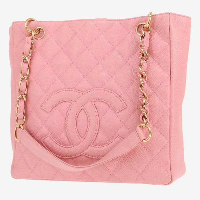 Chanel Shopping GST small handbag in pink quilted grained leather in Pink Caviar leather from Collector Square