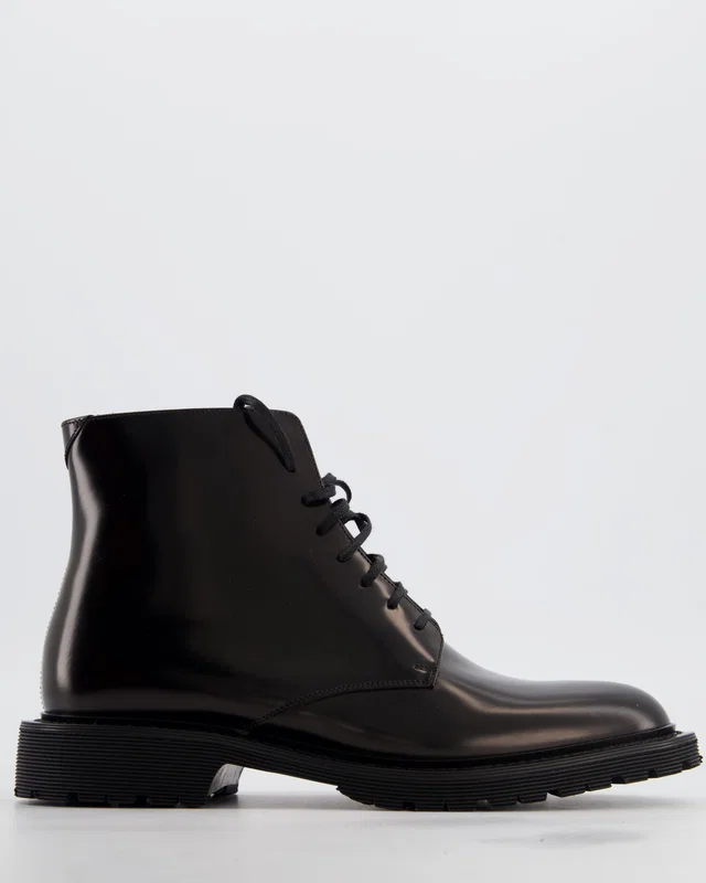 Saint Laurent Black Patent Military Boots Size EU 38 in Black Patent leather from Sellier