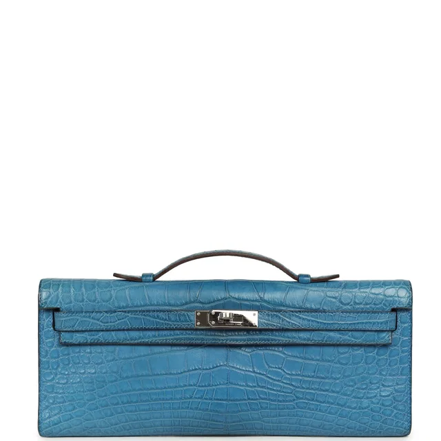 Hermès Kelly Cut Mykonos Matte Alligator Palladium Hardware in Crocodile from Madison Avenue Couture