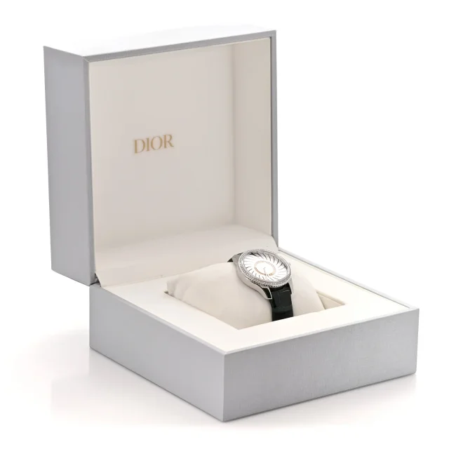 Stainless Steel Alligator Diamond Bezel 32mm Dior VIII Montaigne Quartz Watch White in White Crocodile from FASHIONPHILE, photo 5 of 5