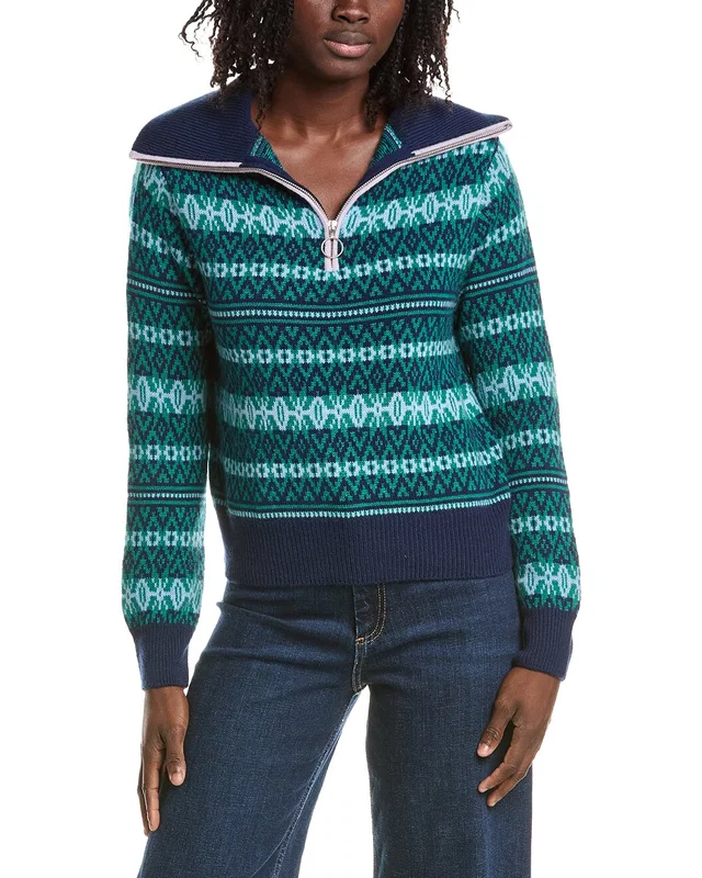 &Isla Asher Fairisle 1/4-Zip 100% Cashmere Sweater, image 1 of 1 from Rue La La