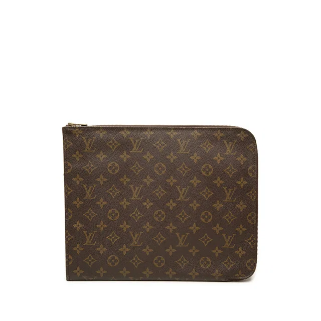 Brown Louis Vuitton Monogram Poche Documents Portfolio 30 Clutch Bag in Brown Coated canvas from Designer Revival