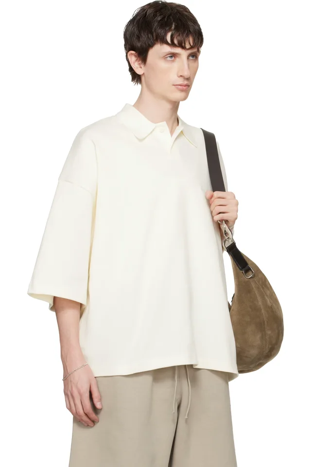 Fear of God ESSENTIALS Off-White Signature 90s Cropped Polo, photo 2 of 4 from SSENSE