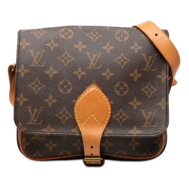 Brown Louis Vuitton Monogram Cartouchiere MM Crossbody Bag in Brown Coated canvas from Designer Revival