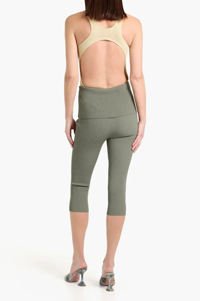 3.1 Phillip Lim Cropped Ribbed-Knit Leggings in Sage green, photo 3 of 4 from THE OUTNET