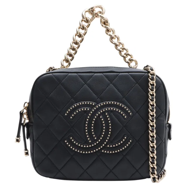 Chanel 2019-ish Studded CC Mark 2-Way Bag Black in Black Lambskin from VINTAGE QOO TOKYO