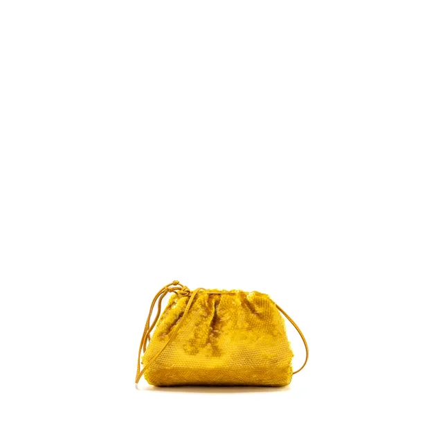 Bottega Veneta Mini Pouch Sequin Gold GHW in Gold from EMIER
