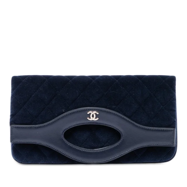 Blue Chanel Small Quilted Velvet 31 Clutch in Blue Velvet from Designer Revival, photo 1 of 1