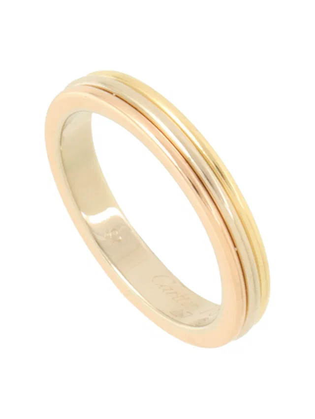 Cartier 18K Vendome Ring #47 Yellow Gold/Pink Gold/White Gold in White from VINTAGE QOO TOKYO