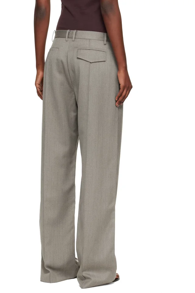 St. Agni Gray Oupa Pintuck Trousers, photo 3 of 4 from SSENSE