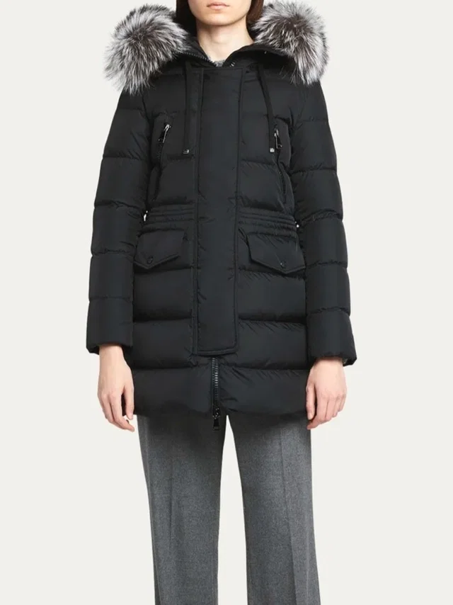 Moncler Black Quilted Down Puffer With Fur-Trim Hood in black|gray from Poshmark