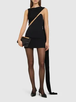 David Koma Flared Dress with Side Draping in 82% Polyester, 15% Polyurethane, 5% Elastane, 95% Acetate, photo 2 of 5 from LUISAVIAROMA