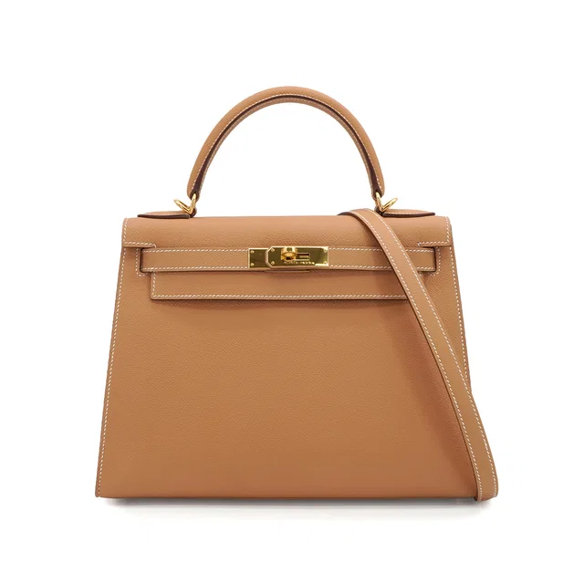 Hermès Kelly 28 Sellier Gold Veau Epsom Hand Shoulder Bag 2005 Square I Gold Hardware in Gold Epsom leather from Luxury Promise