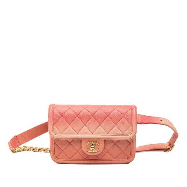 Pink Chanel Quilted Caviar Sunset On The Sea Flap Belt Bag in Pink Caviar leather from Designer Revival, photo 1 of 1
