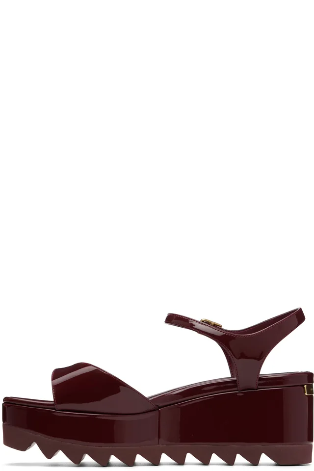 Stella McCartney Burgundy Elyse Patent Platform Sandals, photo 3 of 4 from SSENSE