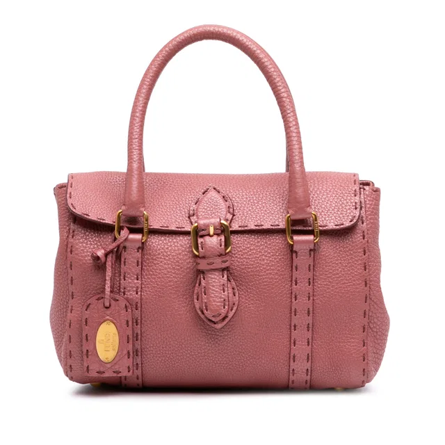 Pink Fendi Mini Leather Selleria Linda Handbag in Pink Leather from Designer Revival