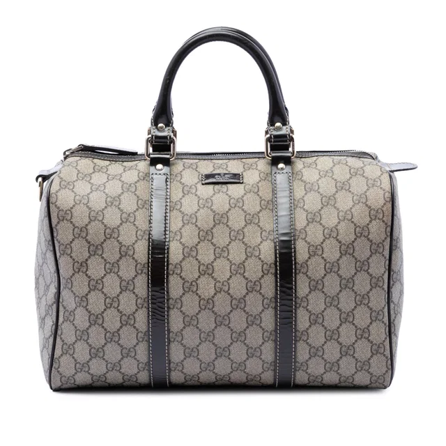 Beige Gucci Medium GG Supreme Joy Boston Bag in Beige Coated canvas from Designer Revival