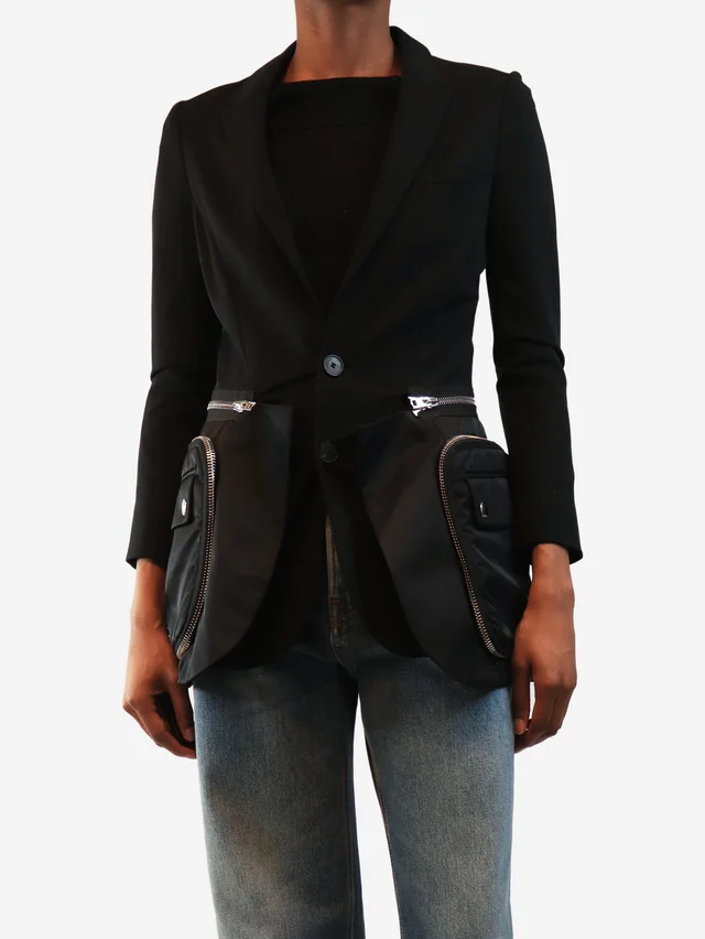 Givenchy Black technical multi-zip detail jacket - size UK 8 in Black from Sign of the Times