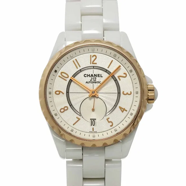 Chanel J12 H3839 Automatic Ceramic PG Date White Dial Mens in White Ceramic from Luxury Promise