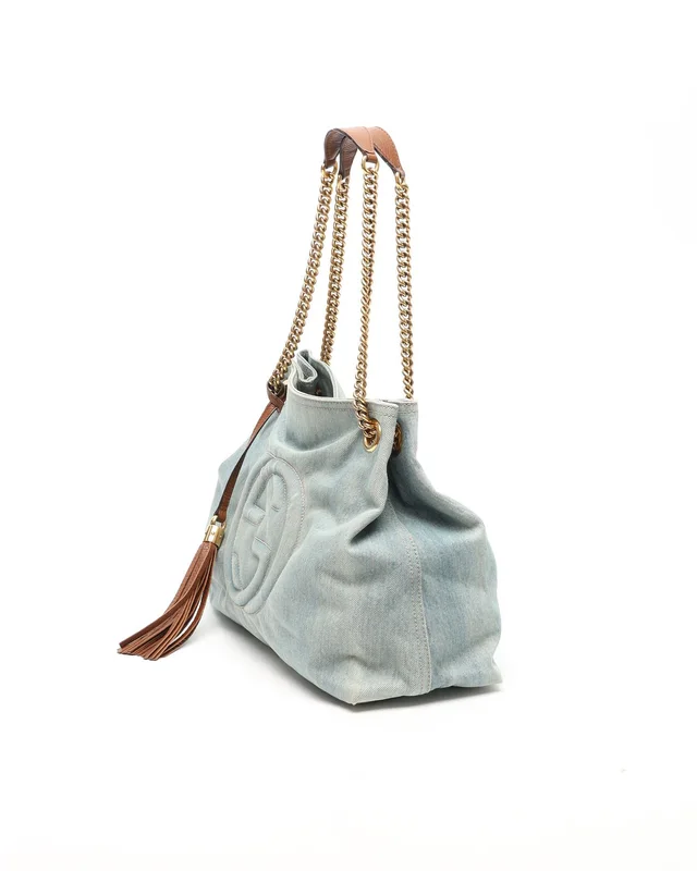 Gucci Soho Denim Chain Tote Bag in Denim from A Retro Tale, photo 2 of 8