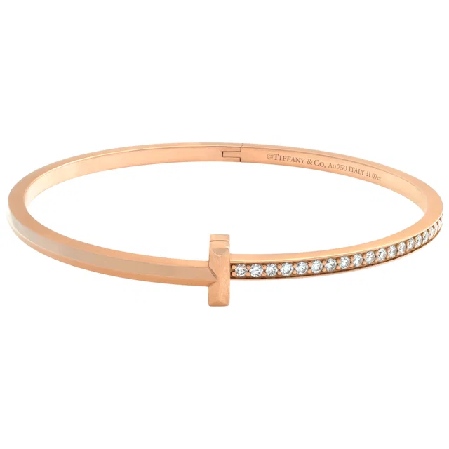 Tiffany & Co. T1 T collection, hinged bangle in Pink Rose Gold from Gray And Sons