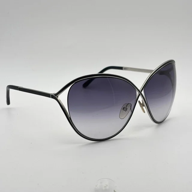 Tom Ford Women's Oversized Sunglasses - Black/Silver in gray|silver|black from Depop, photo 1 of 1
