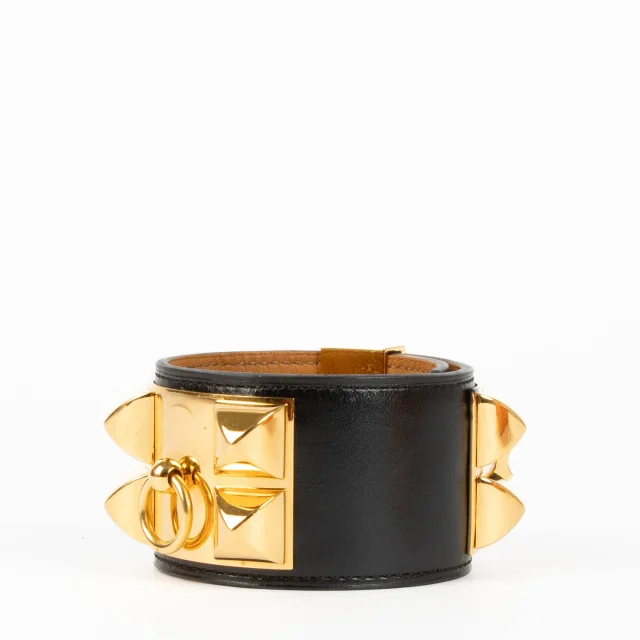Hermès Box Collier de Chien Bracelet - Size L in Black Leather from Labellov, photo 4 of 4