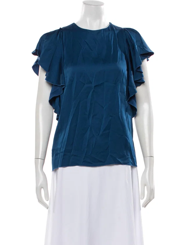 Lanvin Crew Neck Short Sleeve Top in blue from The RealReal