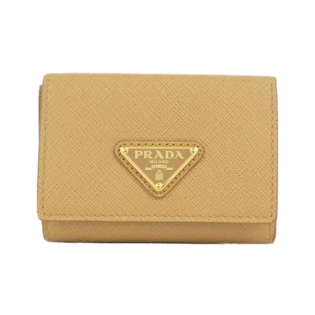 Prada 1MH042 Wallet in NATURALE / GOLD hardware SAFFIANO TRIANG from KOMEHYO