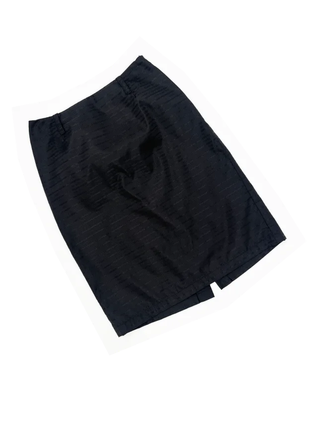 Prada 90s black logo pattern skirt in Black Nylon from James Veloria