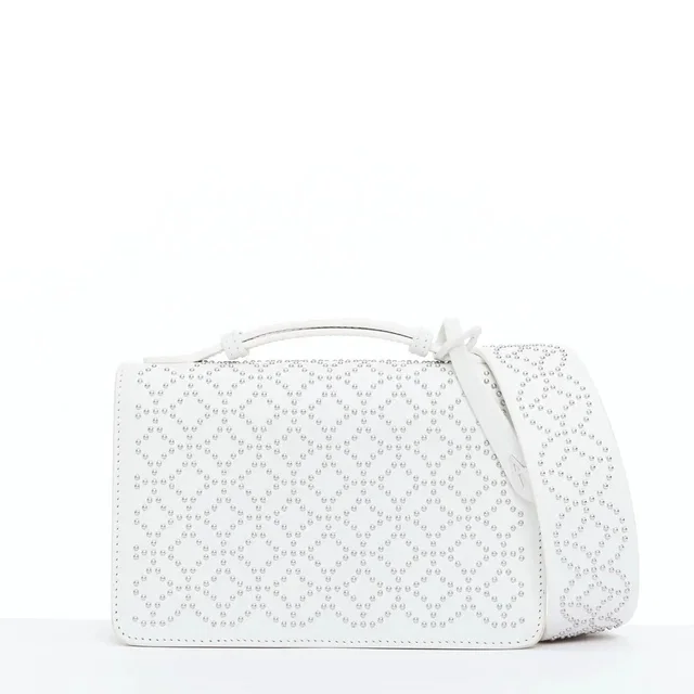 Alaïa Arabesque Franca White Silver Studded Crossbody Bag in white Calfskin from Grailed
