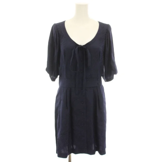 Balenciaga Silk Dress Knee Length Neck Half Sleeves Ribbon All Over Pattern 38 in Silk from The Reluxe