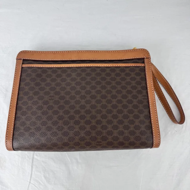 Celine Vintage Triomphe Macadam Toiletry Pouch 27 in coated canvas, Leather, Metal from Reowned, photo 2 of 8