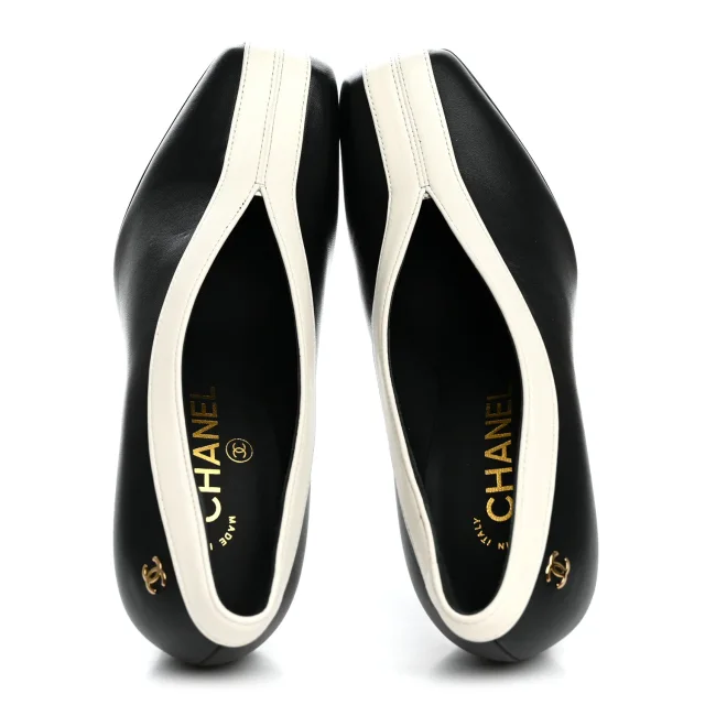 Chanel Pumps 35.5 Black Ivory in Black Lambskin from FASHIONPHILE, photo 2 of 10