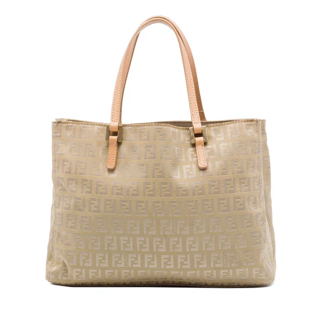 Beige Fendi Zucchino Canvas Shopping Tote in Beige Canvas from Designer Revival