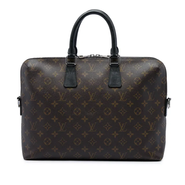 Brown Louis Vuitton Monogram Macassar Porte Documents Jour Business Bag in Brown Coated canvas from Designer Revival