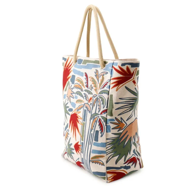 Hermès Peach Bag Palm Tree Khaki/Groseille/Ciel Cotton in Green from GALLERY RARE, photo 2 of 8