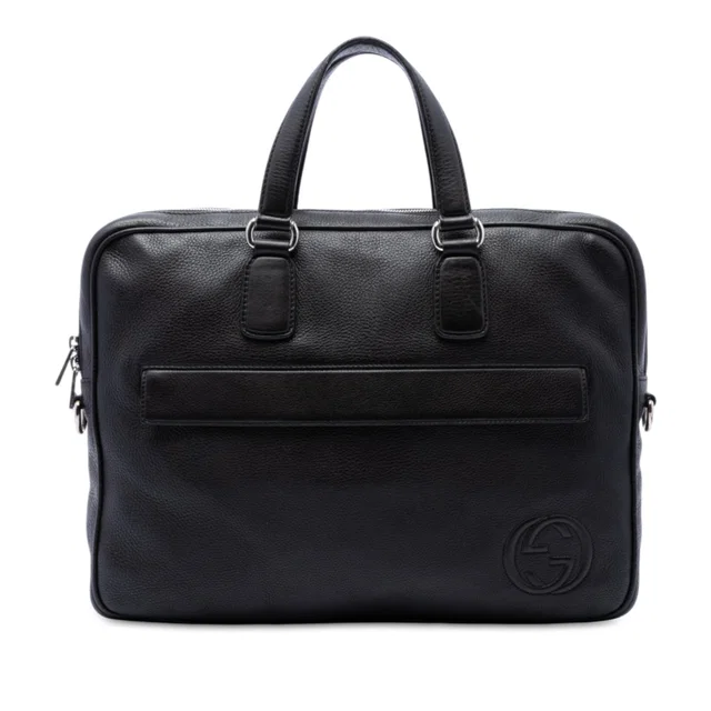 Black Gucci Calfskin Soho Briefcase Business Bag in Black Calfskin from Designer Revival