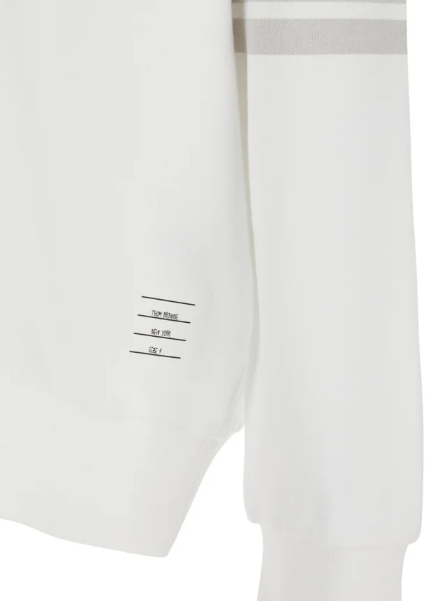 Thom browne Hooded Sweatshirt with Drawstring and 4Bar Logo on the Sleeve in White Cotton for Men in White, photo 5 of 6 from Gaudenzi Boutique