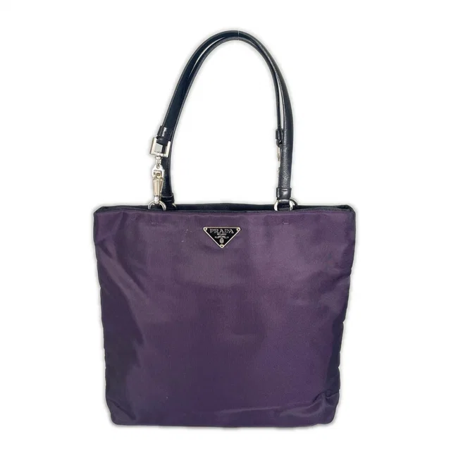 Prada Triangle Logo Handbag Nylon Purple in Purple Nylon from The Reluxe