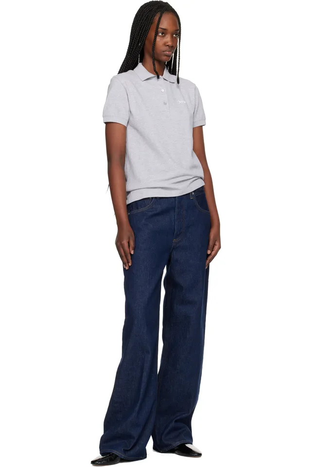 Maison Kitsuné Gray Baby Fox Regular Polo, photo 4 of 4 from SSENSE