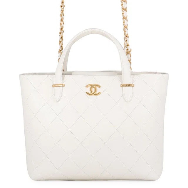 Chanel Matelasse Classic Shopping Bag WhiteAS5777 Caviar Leather in Caviar leather from GALLERY RARE