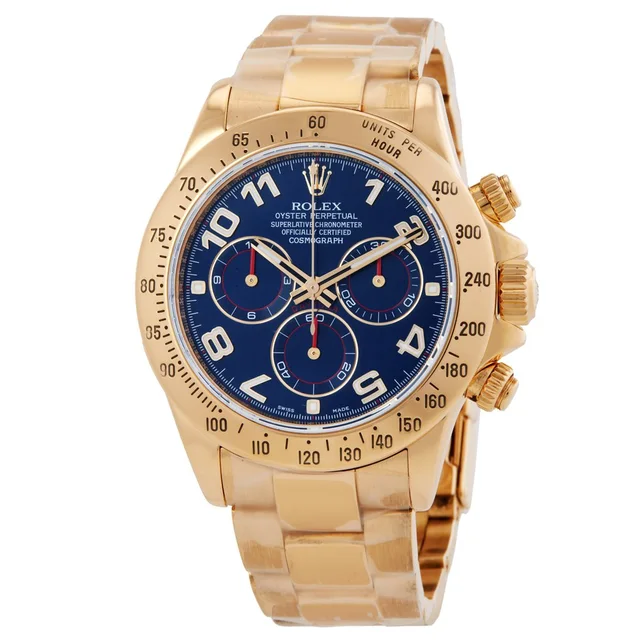 Rolex Daytona Chronograph Automatic Chronometer Blue Dial Mens Watch 116528-0037 in yellow|blue|gold from Jomashop.com